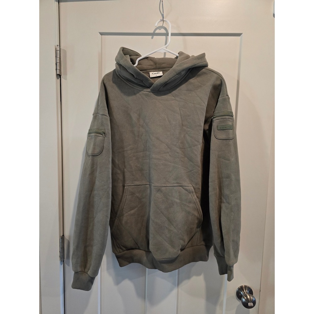 COMFRT Weighted Hoodie Sage Green Heavyweight Oversized Utility Sweatshirt S